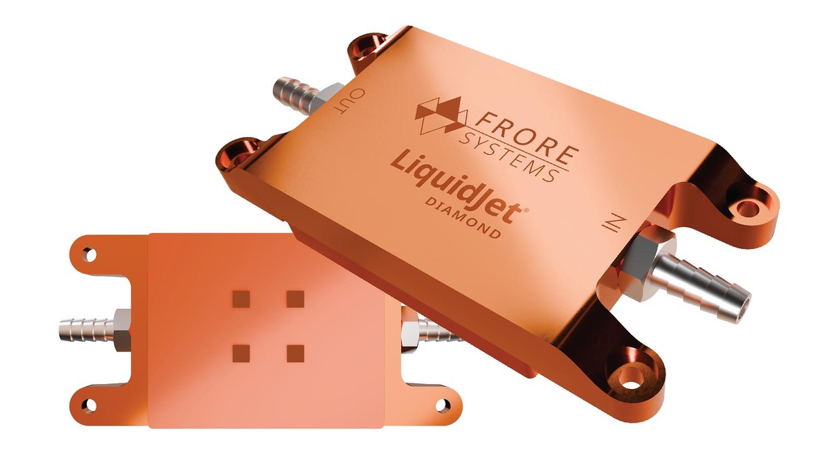 Медная холодная пластина Frore Systems LiquidJet Diamond: вид сверху и снизу